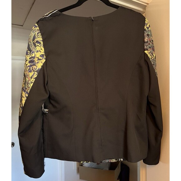 Susanna By Teramina Slimming Black Gold Skirt Suit Size 14 Long Sleeve Elegant - Picture 11 of 16